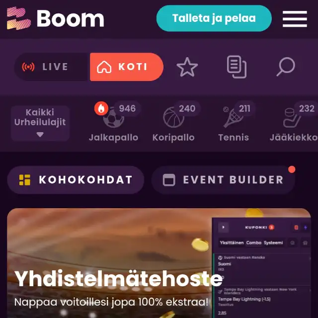 Boom Casino vedonlyönti