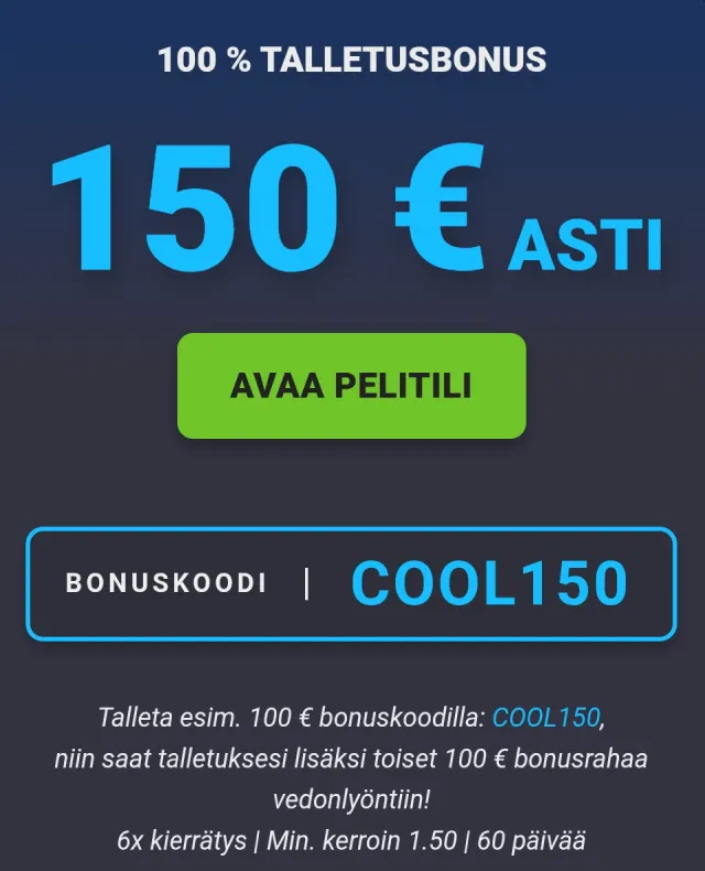 Coolbet Vedonlyöntibonus: 2. vaihtoehto