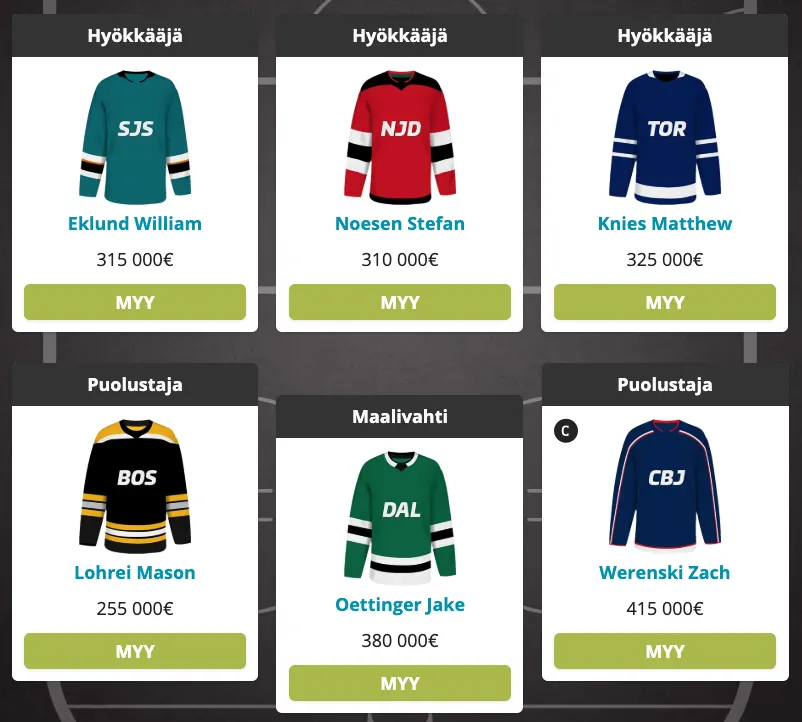 Hockey GM joukkue kolmannen pelijakson alkuun