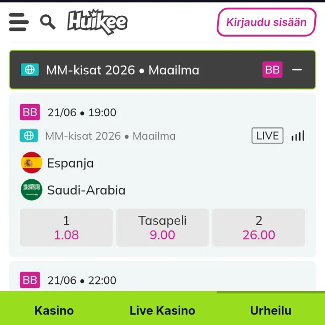 Huikee kasinon vedonlyönti