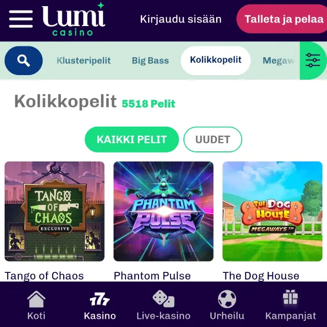 Lumi Casinon kasinoaula