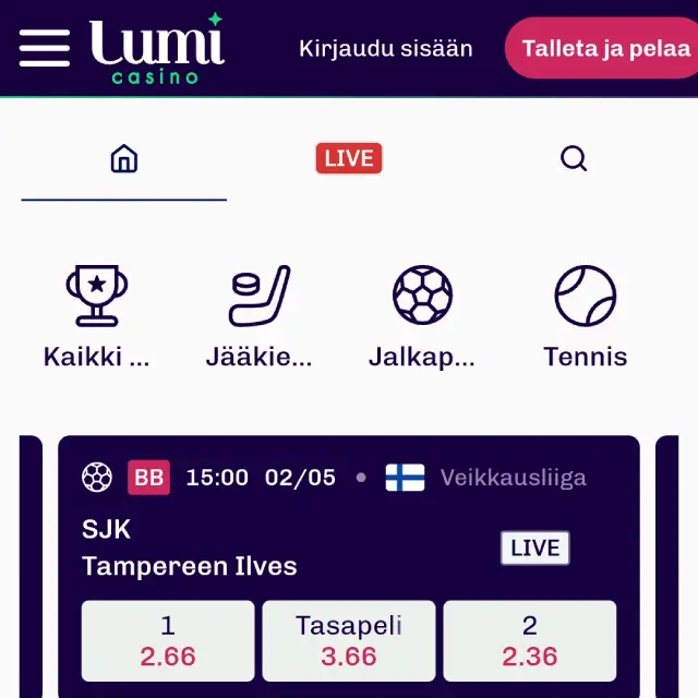 Lumi Casinon vedonlyönti