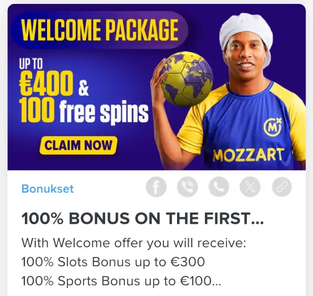 Mozzart Tervetuliaisbonus